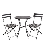 Ensemble table et 2 chaises pliantes d'extérieur en acier noir Bolero