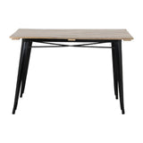 Table à manger à plateau à lattes en bois de manguier et piètement noir Bolero Bistro 1200 mm - NISBETS