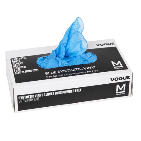 Gants alimentaires en vinyle non poudrés Hygiplas bleus M (Lot de 100)