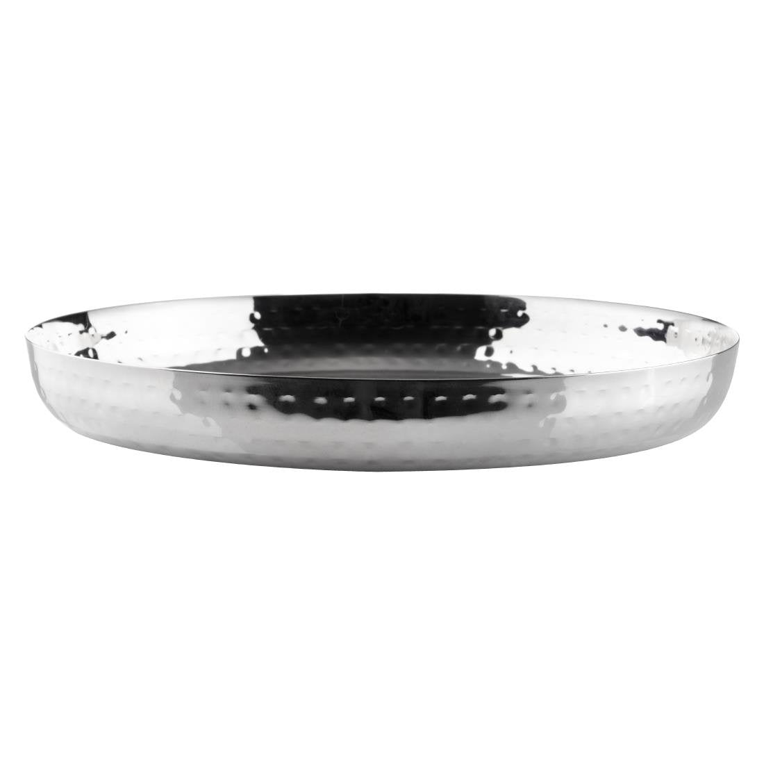 Plat rond en acier inoxydable martelé Olympia 260x35mm