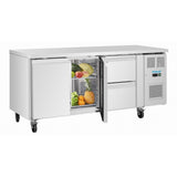 Table réfrigérée positive Polar série U 2 portes 2 tiroirs 242 L - NISBETS