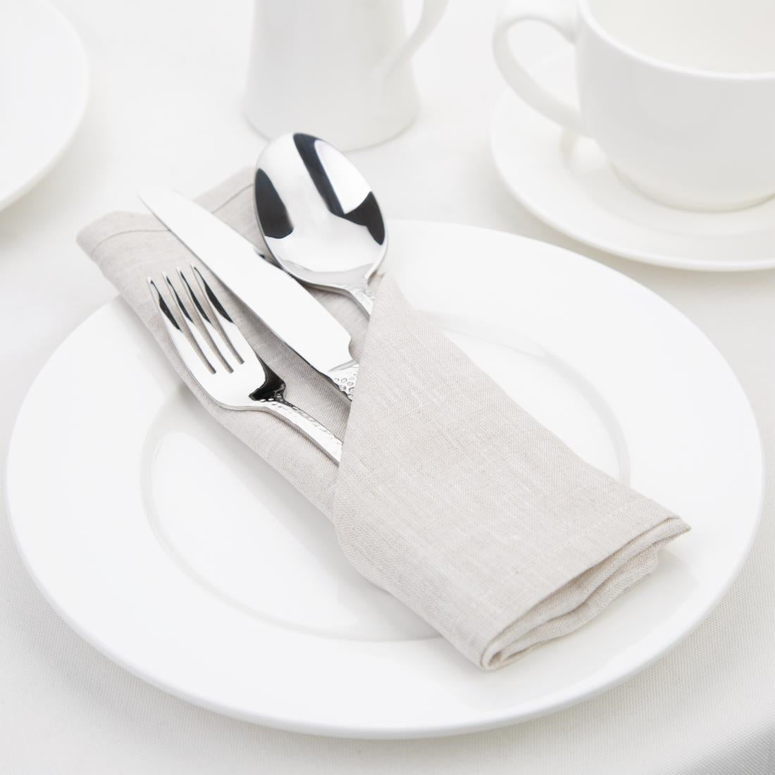 Serviettes de table en lin Olympia écrues 400x400mm (lot de 12) - NISBETS