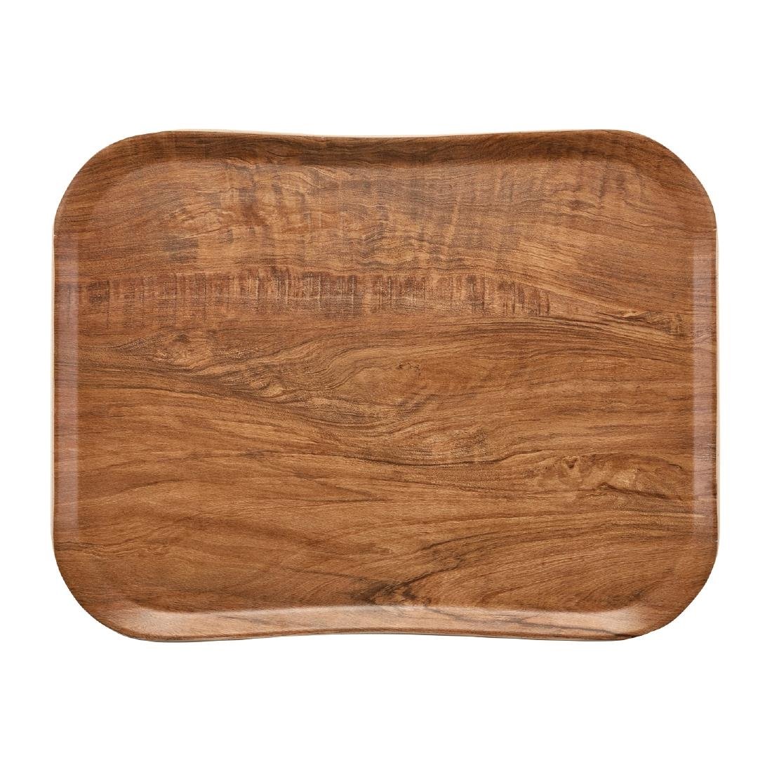 Plateau polyester Century aspect naturel bois Cambro olivier marron 360 x 460mm