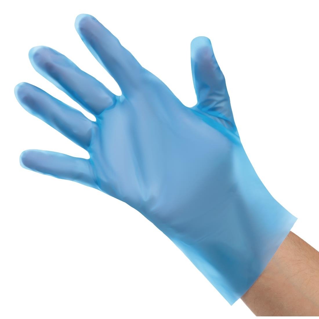 Gants alimentaires en TPE non poudrés bleus Nisbets Essentials (lot de 200) - Taille L