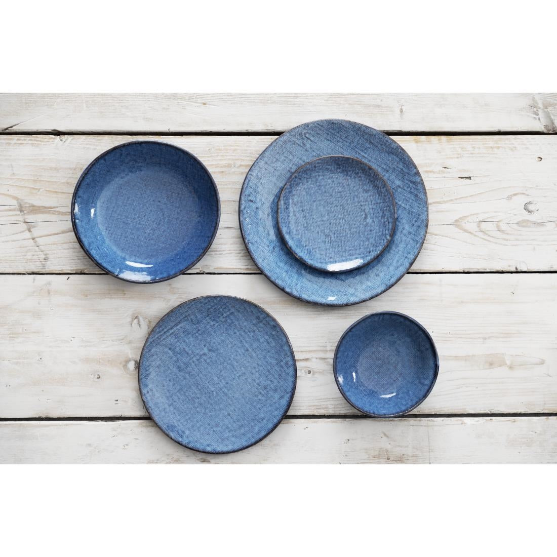 Assiettes plates Olympia Denim Blue 230 mm (lot de 6)