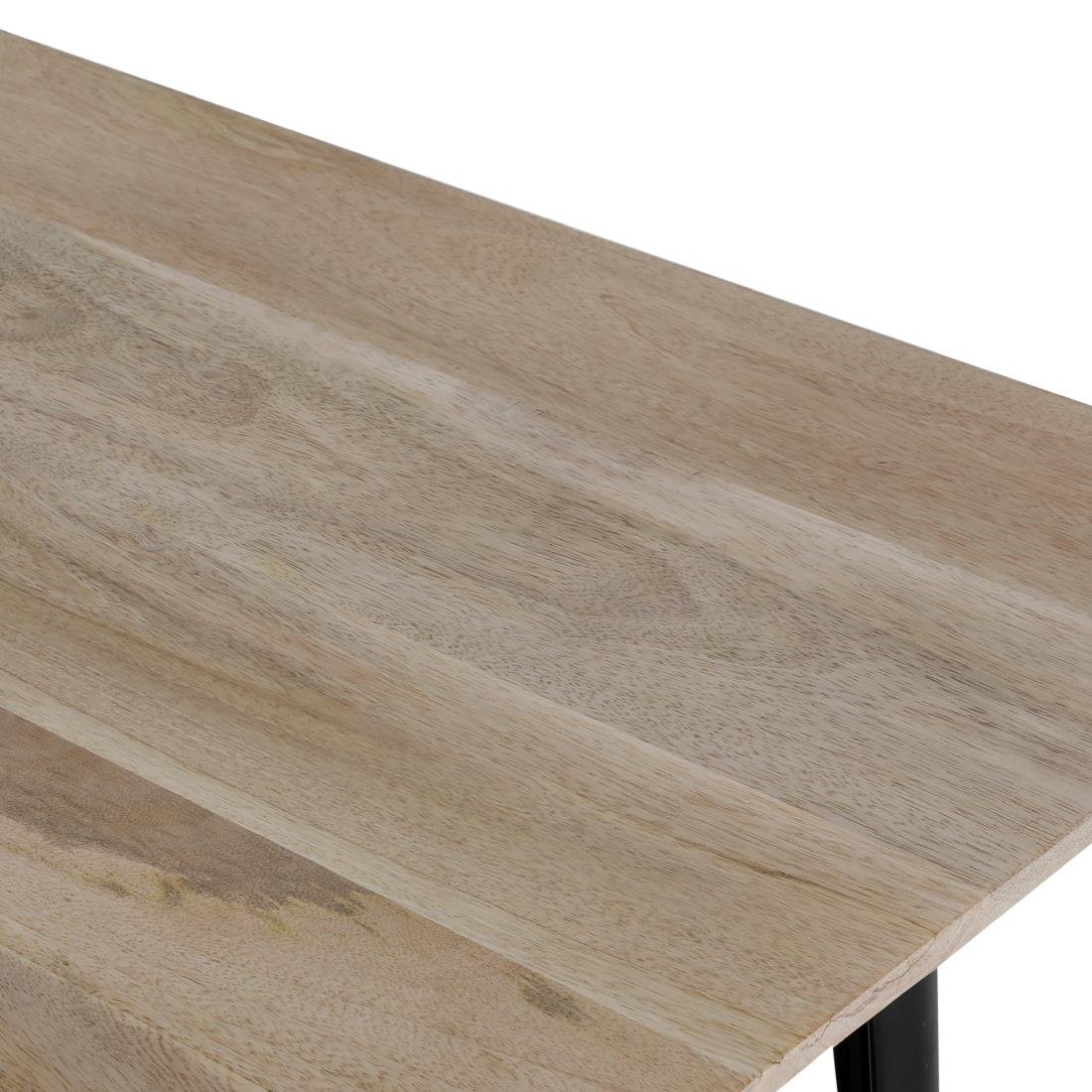 Table à manger avec plateau en bois de manguier lisse et piètement noir Bolero Bistro 1450 mm - NISBETS