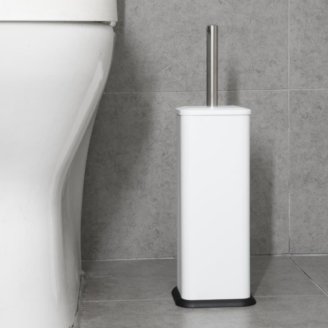 Brosse et support WC carré blanc Jantex