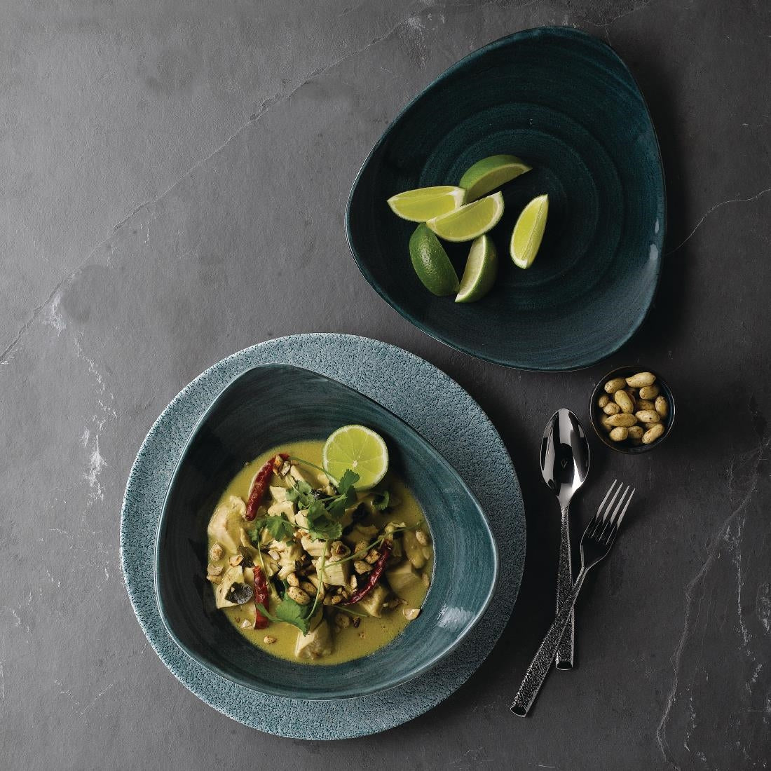 Bols triangulaires Churchill Stonecast Patina Rustic Teal 235mm (Lot de 12)