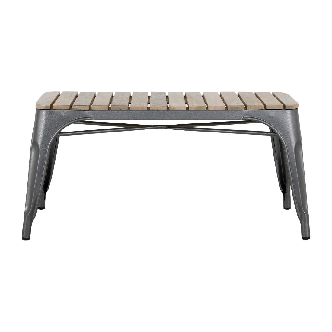 Banc d'intérieur à lattes en bois de manguier et cadre - NISBETS