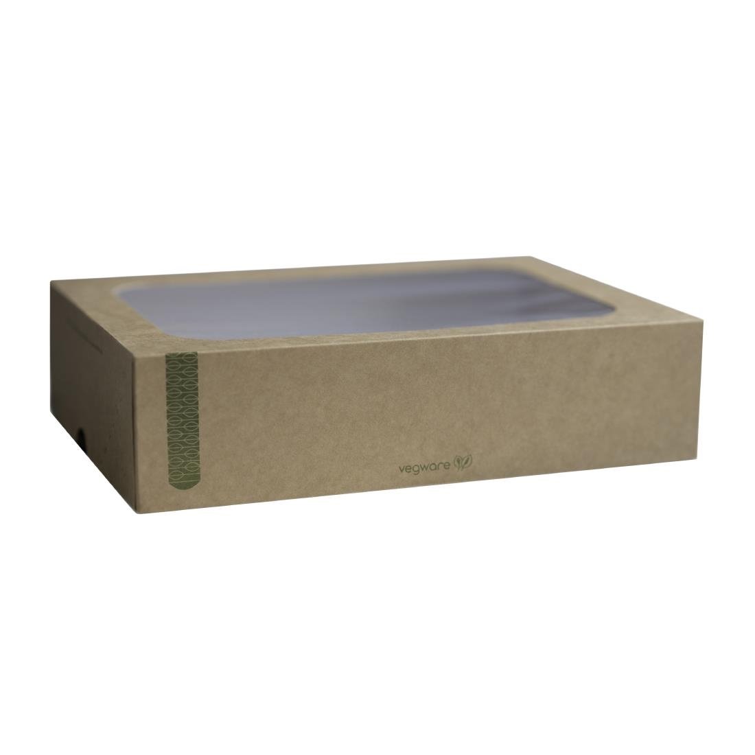 Boîtes compostables standards avec plateau et couvercle à fenêtre Vegware (Lot de 50) - NISBETS