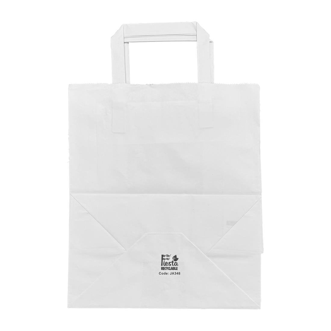 Petits sacs en papier blanc avec poignées plates Fiesta Recyclable (lot de 250) - NISBETS