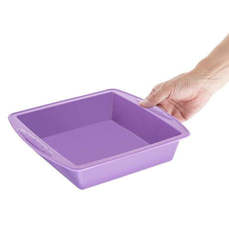 Moule à gâteau carré flexible en silicone Hygiplas violet 245mm