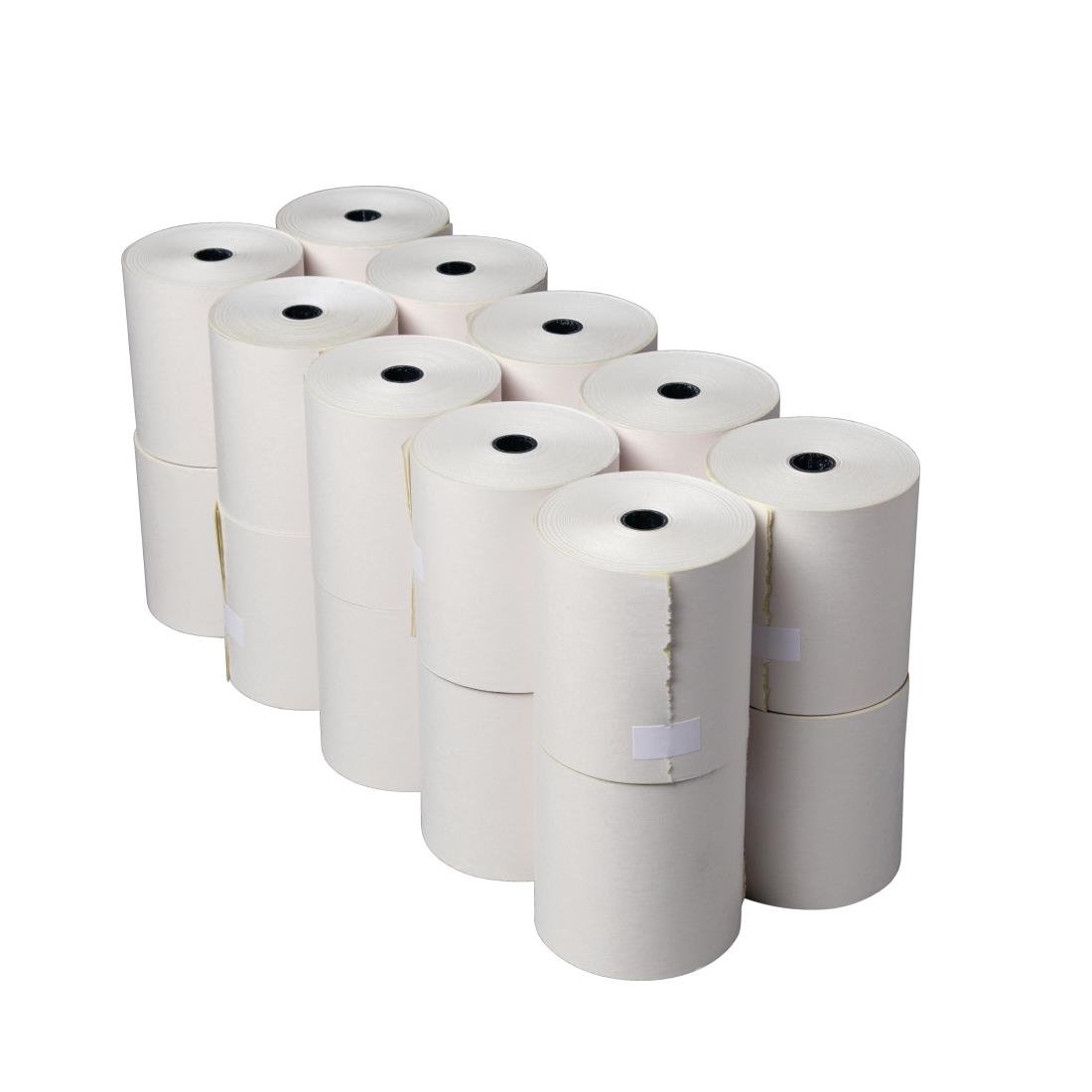 Rouleau de caisse Olympia 2 plis non thermique blanc et jaune 76 x 70 mm (lot de 20) - NISBETS