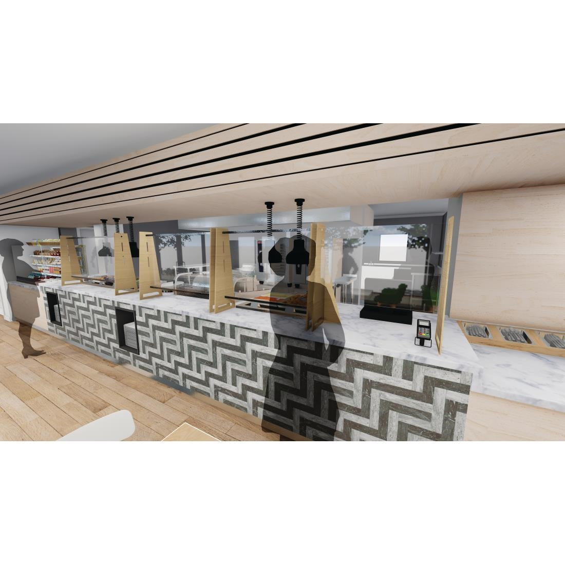 Ecran de protection de comptoir chêne clair Canteen-Style Bolero 860 x 1250mm - NISBETS