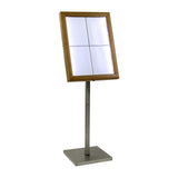 Porte-menu à LED blanches en teck Securit 4xA4 avec poteau et socle - NISBETS
