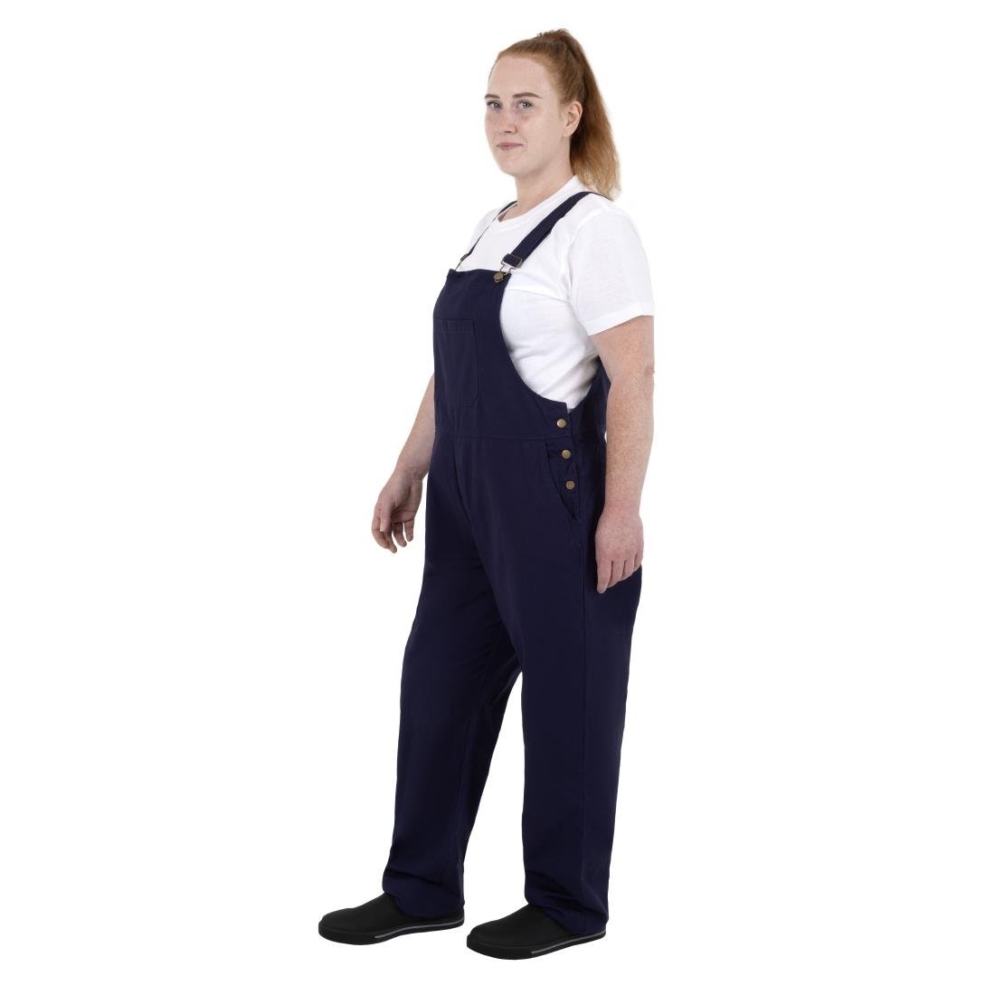 Salopette à plastron et bretelles en toile de coton Southside bleu marine XL - NISBETS