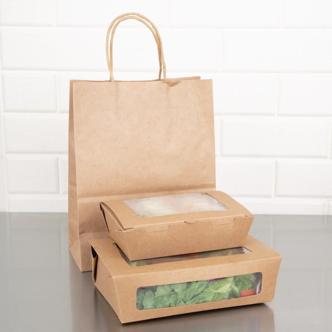 Boîtes salade compostables avec fenêtre en PLA Fiesta Compostable 1 - NISBETS