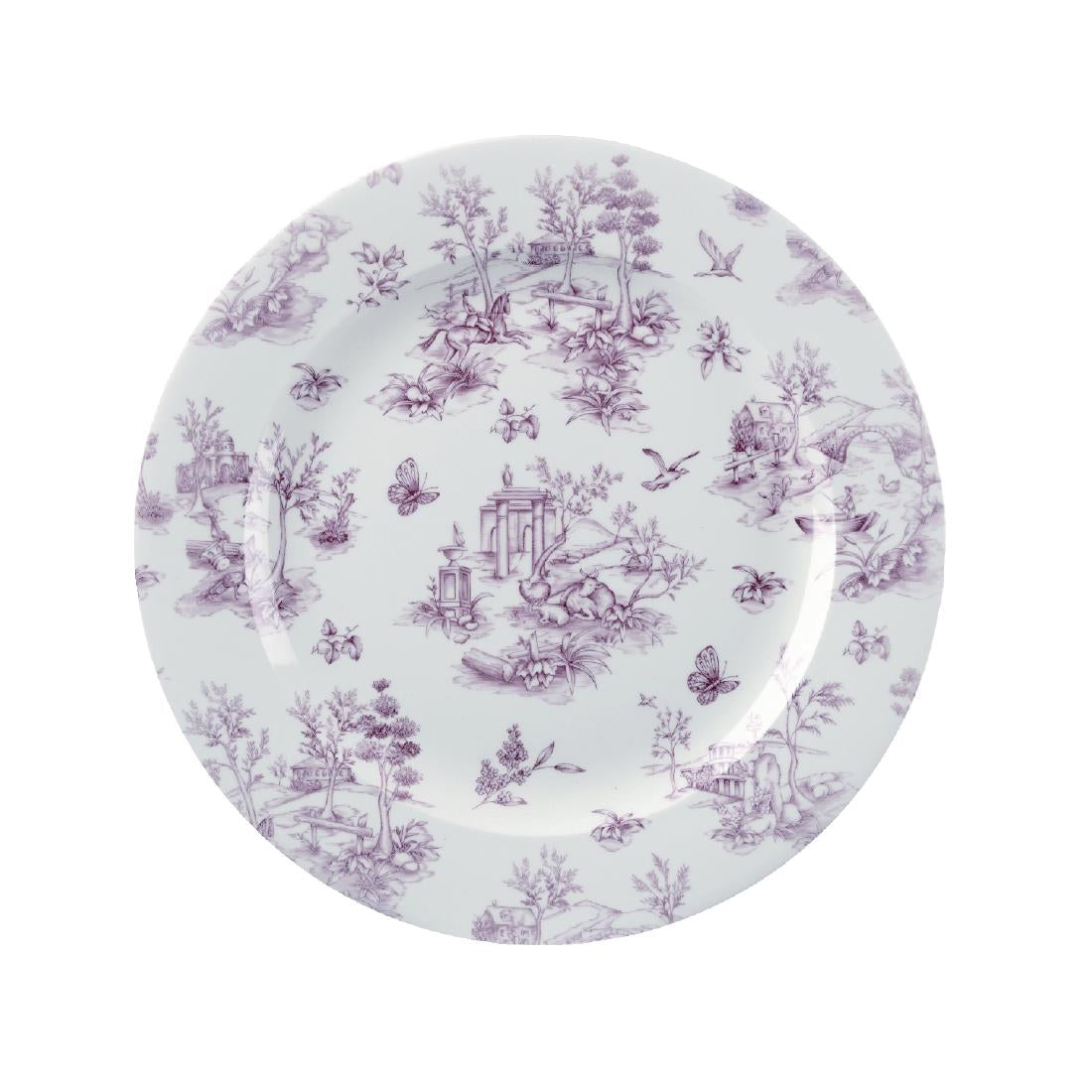 Assiettes plates Churchill Vintage Cranberry Toile Print 305mm (Lot de 6)