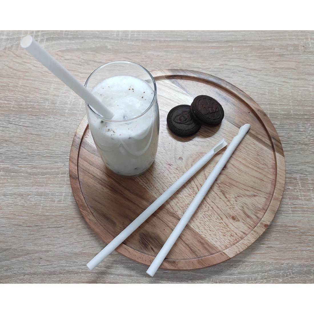 Pailles cuillères en papier Fiesta Compostable blanches 210x8mm (lot de 250)