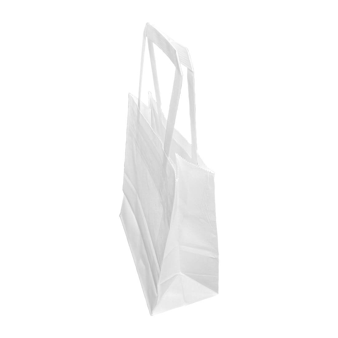 Petits sacs en papier blanc avec poignées plates Fiesta Recyclable (lot de 250) - NISBETS