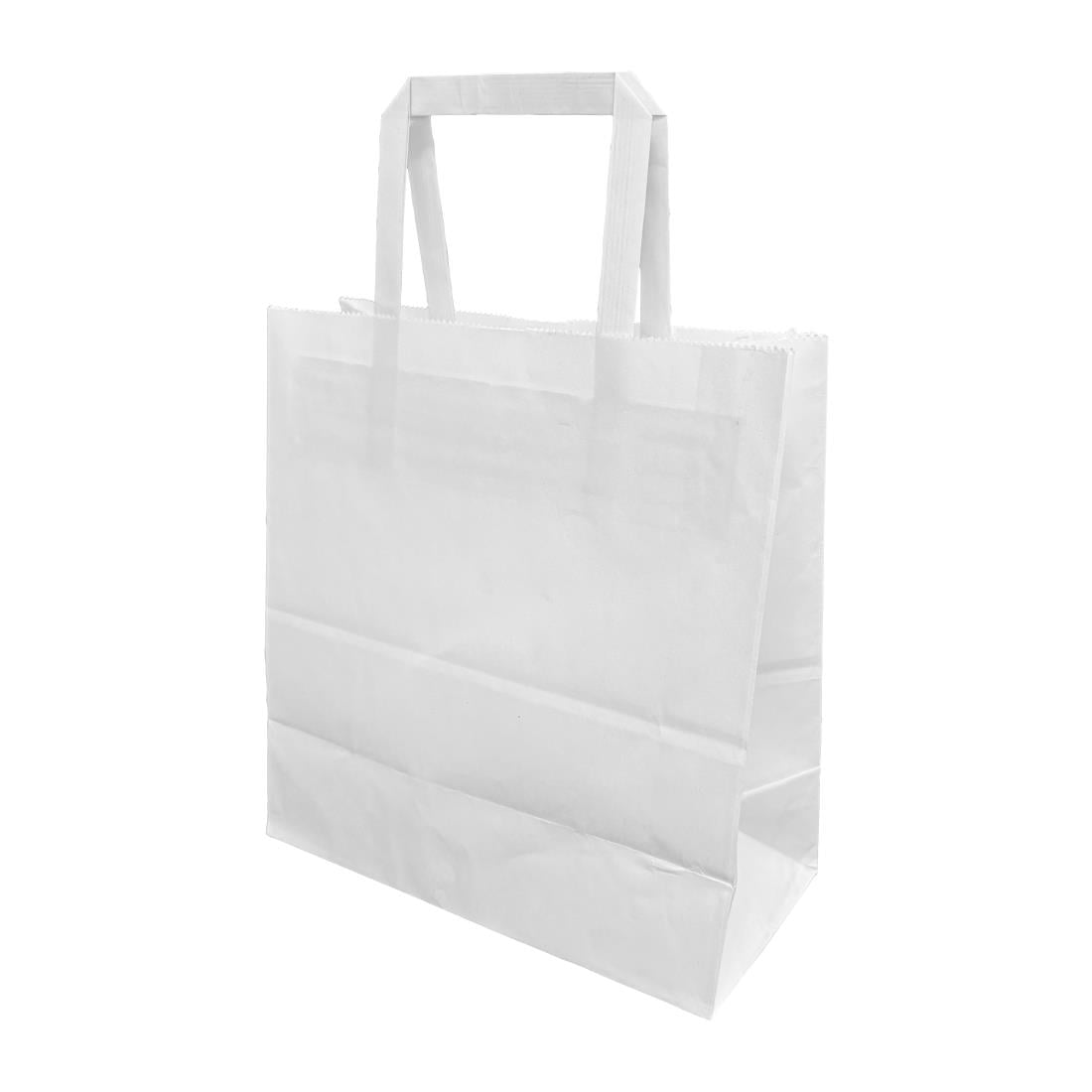 Petits sacs en papier blanc avec poignées plates Fiesta Recyclable (lot de 250) - NISBETS