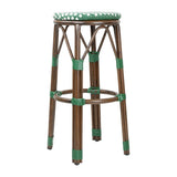 Tabourets de bar Parisian Style PE Rattan Bolero bois foncé verts (Lot de 2)