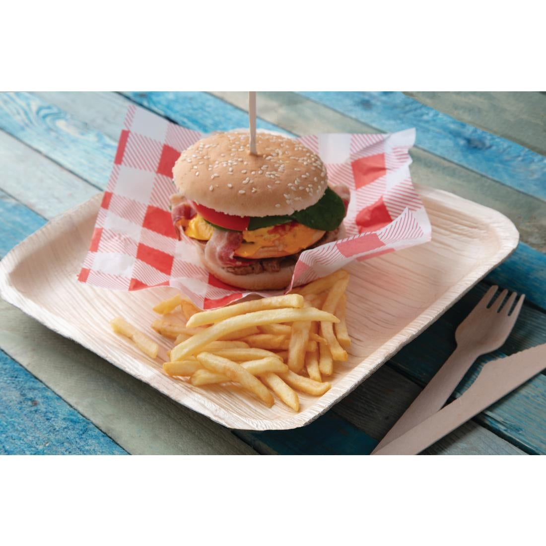 Assiettes creuses carrées en feuilles de palmier Fiesta Compostable 250mm (lot de 100)