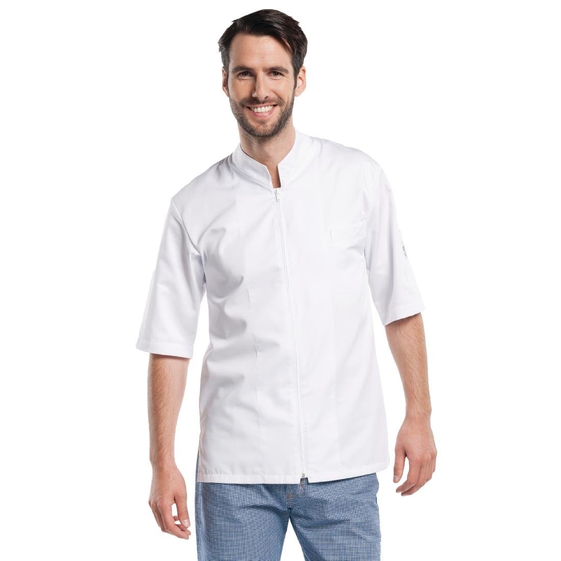 Veste de cuisine mixte Chaud Devant Monza manches courtes blanche S - NISBETS