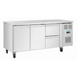 Table réfrigérée positive Polar série U 2 portes 2 tiroirs 242 L - NISBETS