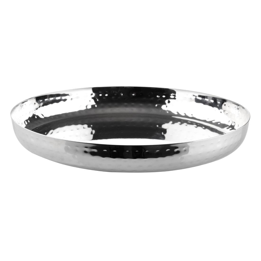 Plat rond en acier inoxydable martelé Olympia 260x35mm