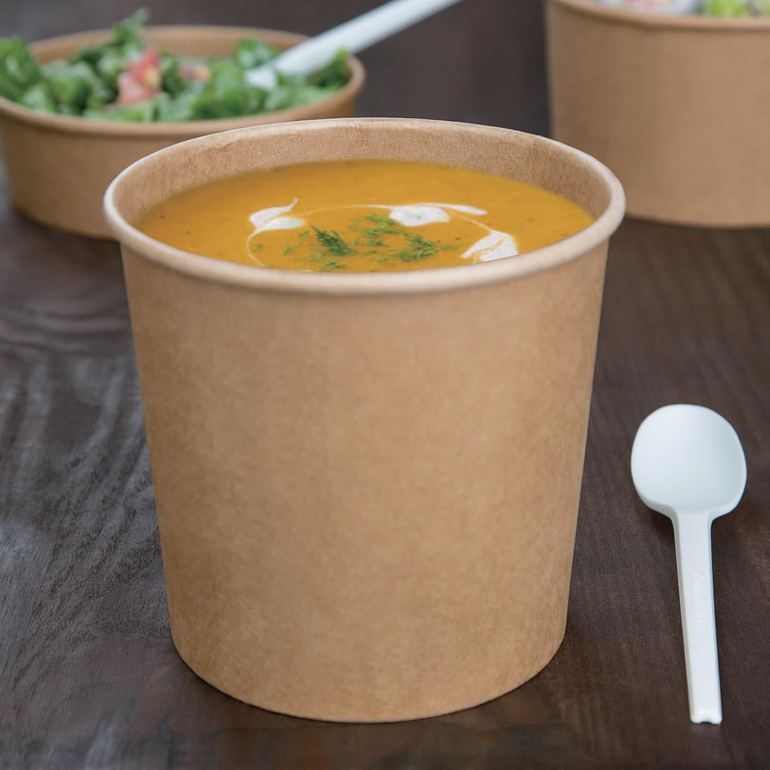 Pots à soupe compostables en PLA Fiesta Compostable 118 mm - 73,8 cl (Lot de 500) - NISBETS