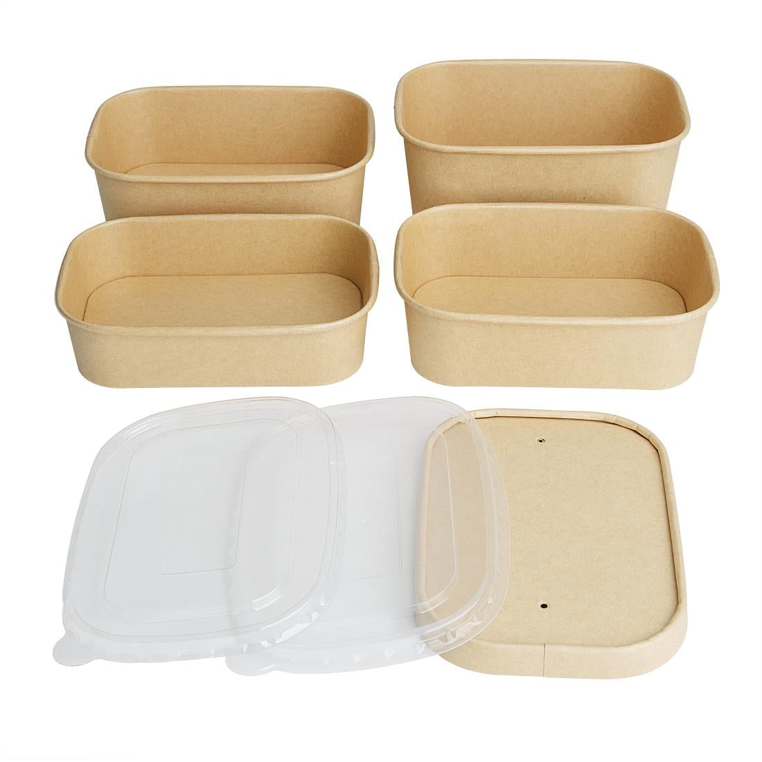 Couvercles en PET Fiesta Recyclable pour barquettes rectangulaires (Lot de 300)
