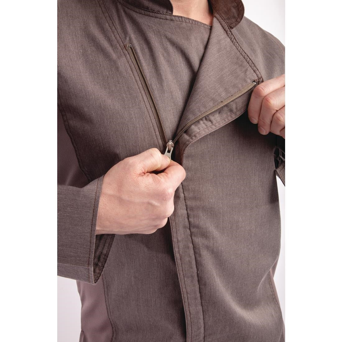 Veste de cuisine mixte légère à fermeture éclair Hartford Chef Works Urban gris graphite M - NISBETS