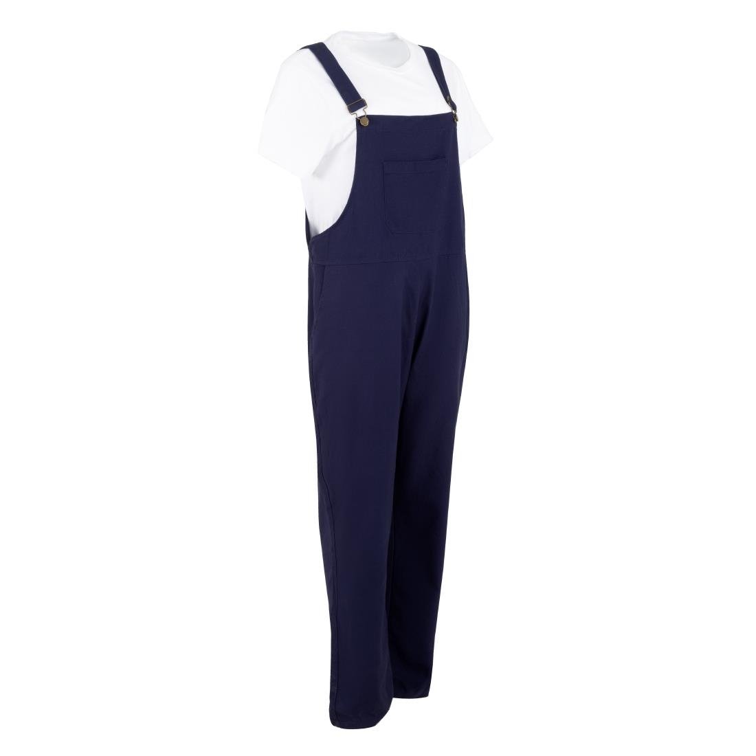 Salopette à plastron et bretelles en toile de coton Southside bleu marine XL - NISBETS