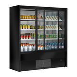 Vitrine libre-service réfrigérée Zoin Cervinho noire avec portes coulissantes - Taille 100 mm
