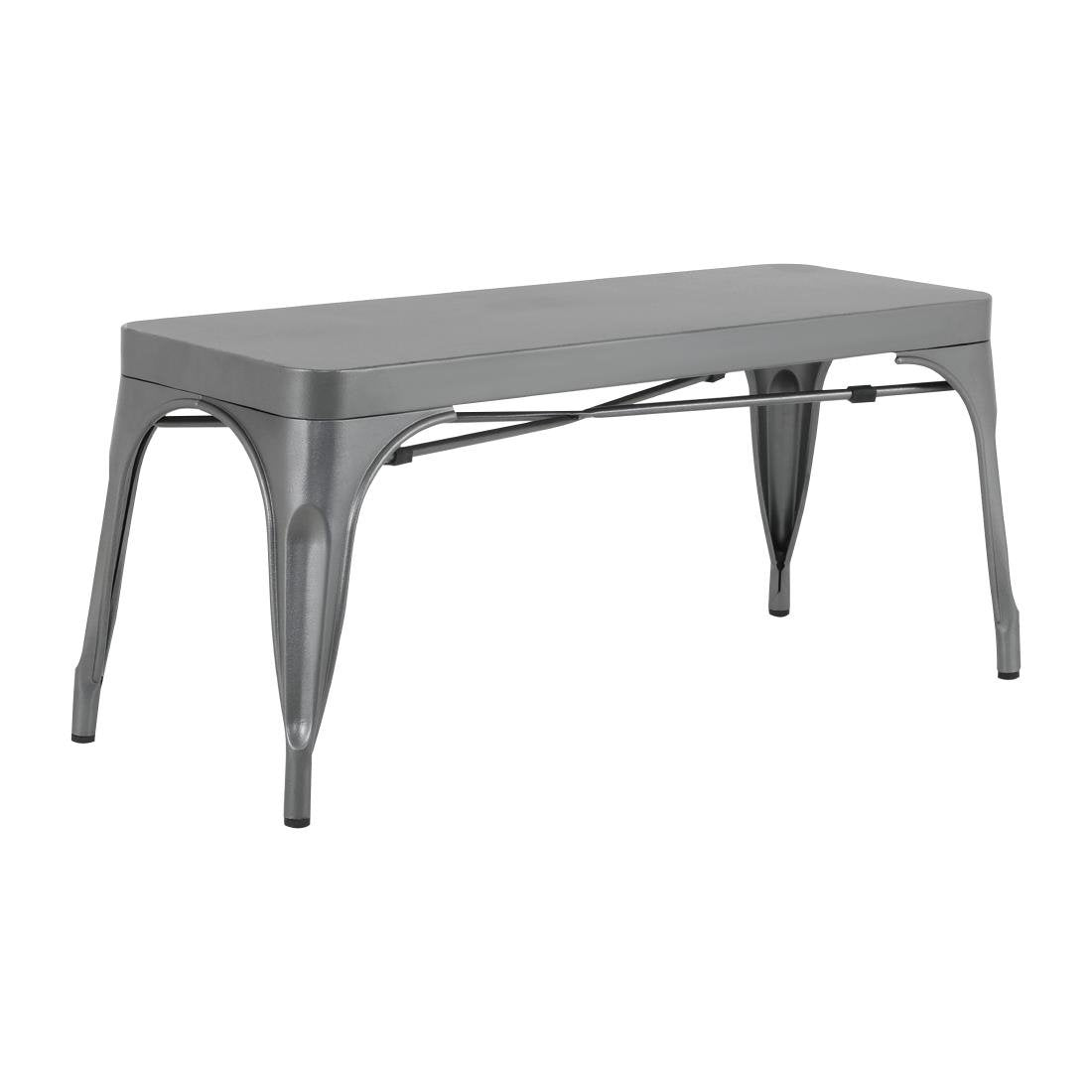 Bancs en métal gris acier Bolero Bistro 1000 mm (lot de 2) - NISBETS