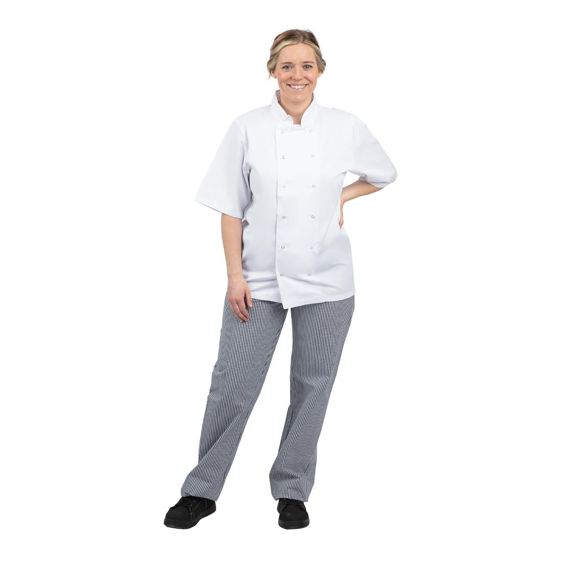 Pantalon de cuisine mixte Whites Vegas petits carreaux bleu et blanc - NISBETS