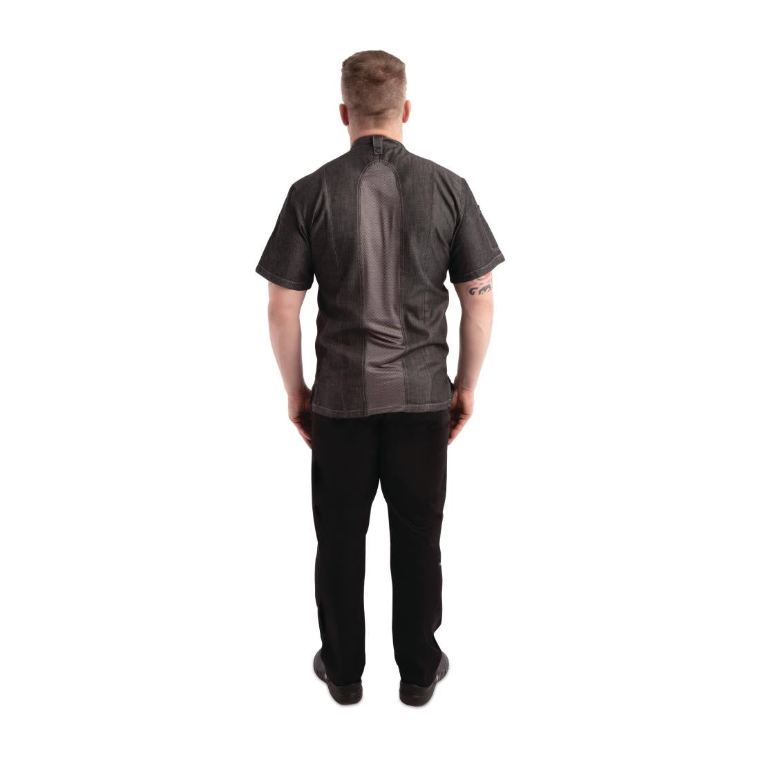 Veste mixte à boutons pression manches courtes Chef Works Tribeca denim noir S - NISBETS