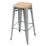 Tabourets hauts en acier galvanisé avec assise en bois Bolero Bistro (lot de 4)