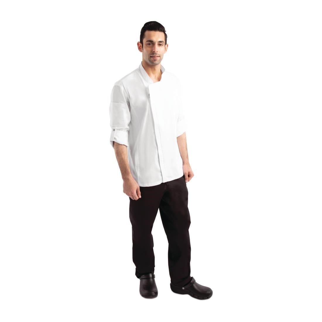 Veste de cuisine mixte légère à fermeture éclair Hartford Chef Works Urban blanche - NISBETS