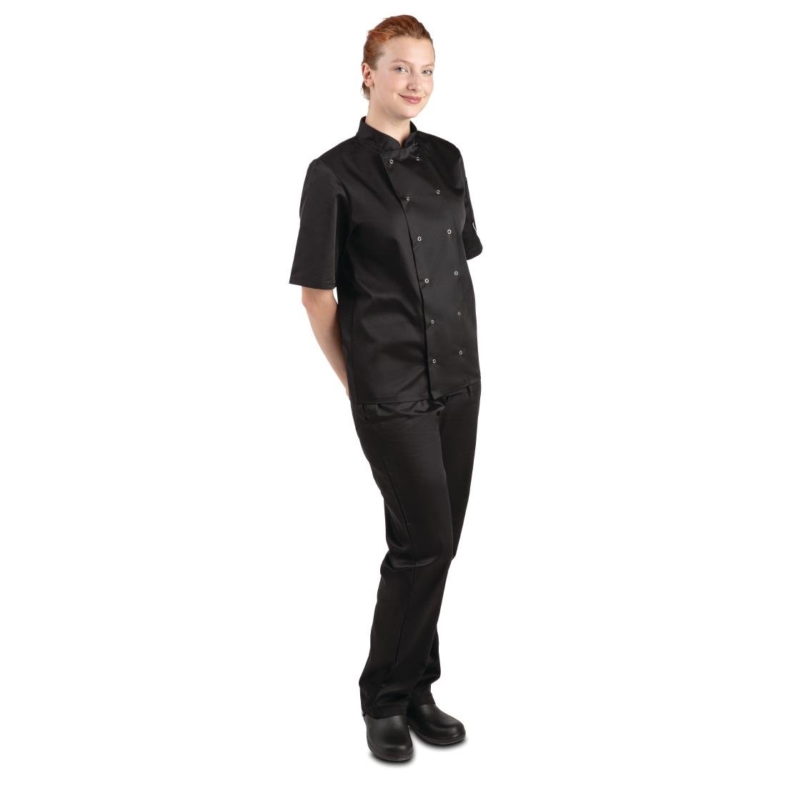 Veste de cuisine mixte Whites Vegas manches courtes noire - NISBETS