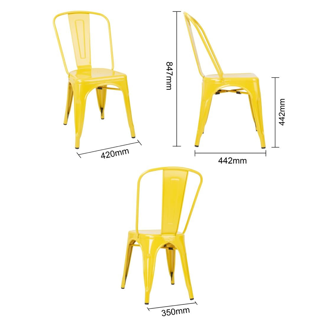 Chaises bistro en acier Bolero jaunes (lot de 4)