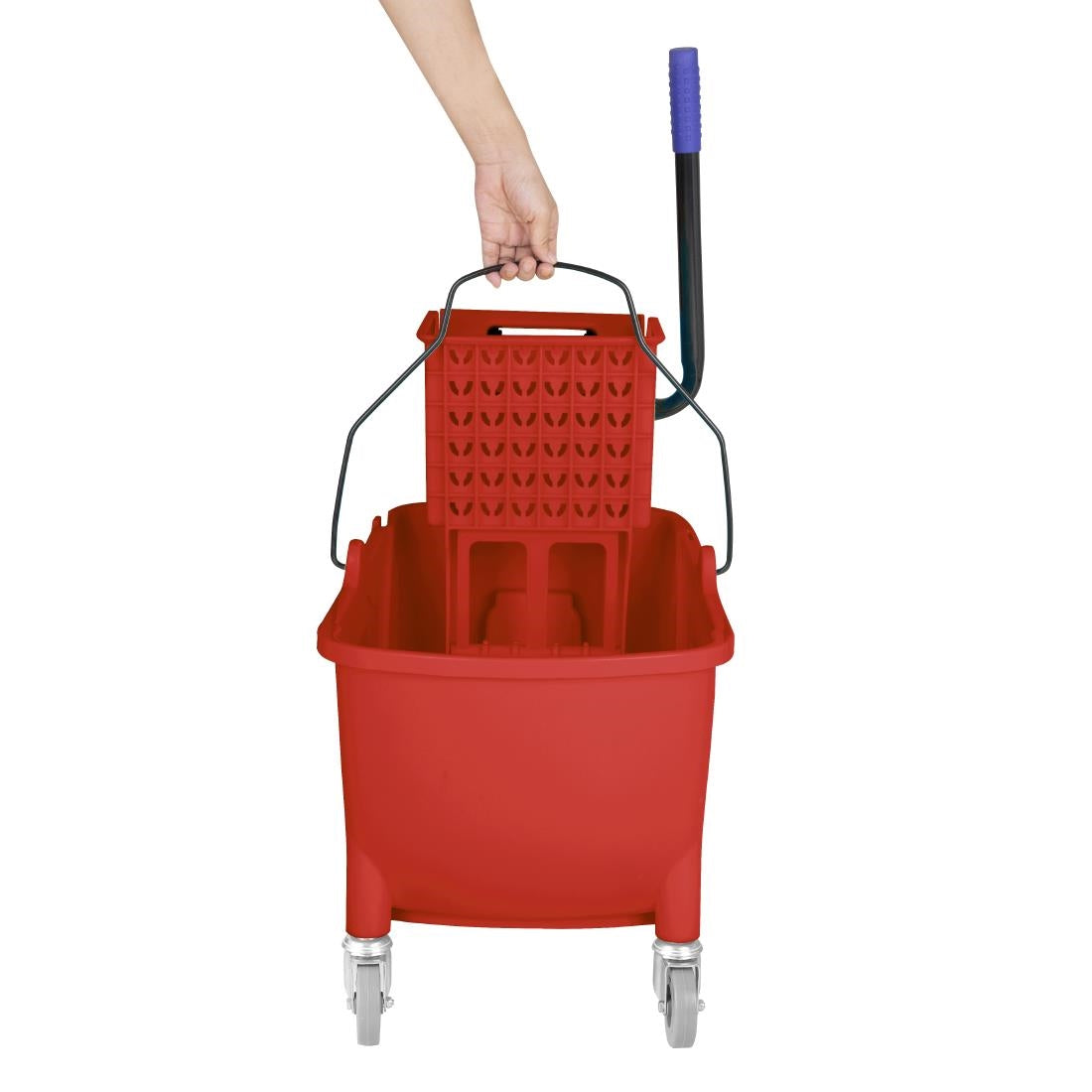 Seau essoreur avec pédale de vidange Jantex 30L rouge