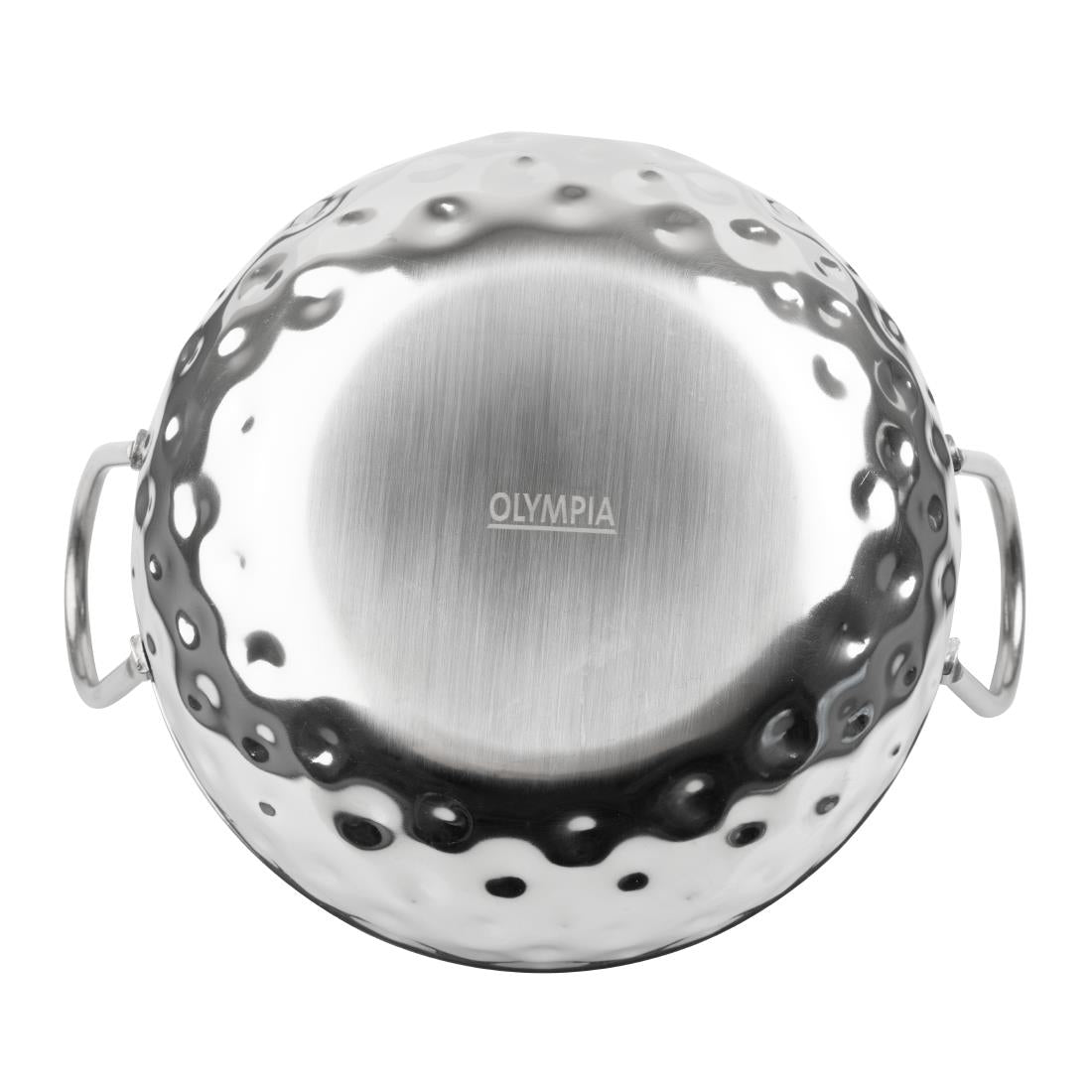 Plat Kadai martelé en inox double poignée Olympia Table Presentation 150 mm