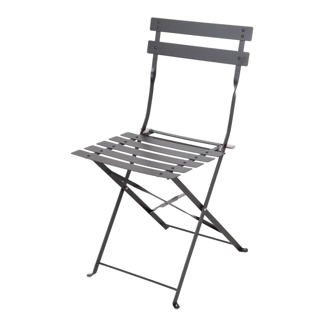 Ensemble table et 2 chaises pliantes d'extérieur en acier noir Bolero