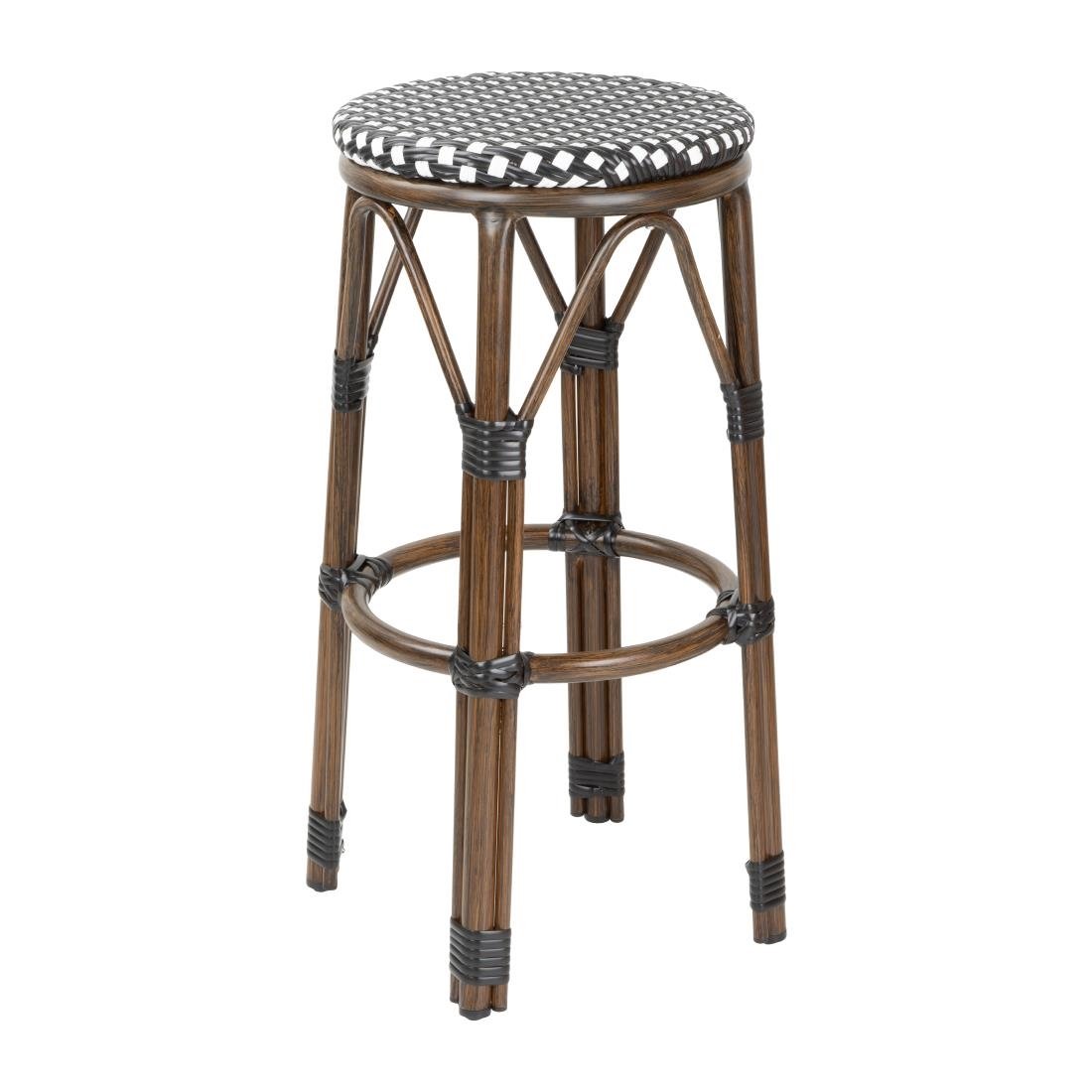 Tabourets de bar en rotin PE style parisien Bolero bois foncé noirs (Lot de 2) - NISBETS