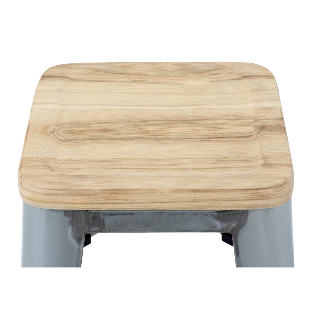 Tabourets hauts en acier galvanisé avec assise en bois Bolero Bistro (lot de 4)