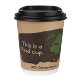 Gobelets boissons chaudes compostables en PLA double paroi Fiesta Compostable 227ml (x500) - NISBETS