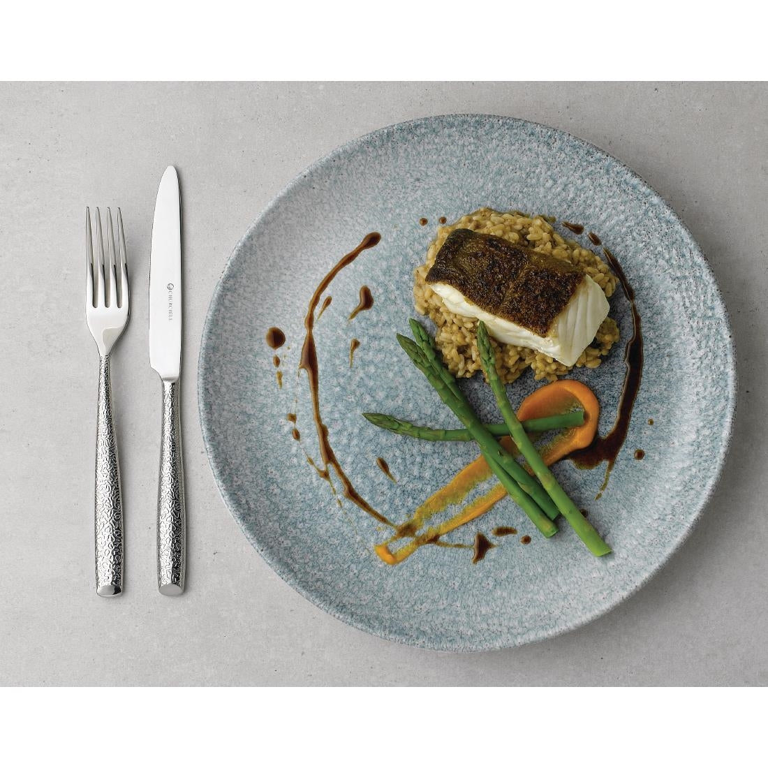 Assiettes coupe ronde Churchill Studio Prints Raku Topaz Blue 248mm (Lot de 12)