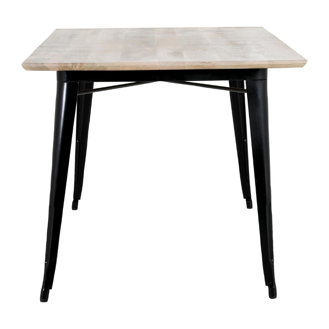 Table à manger avec plateau en bois de manguier lisse et piètement noir Bolero Bistro 1450 mm - NISBETS